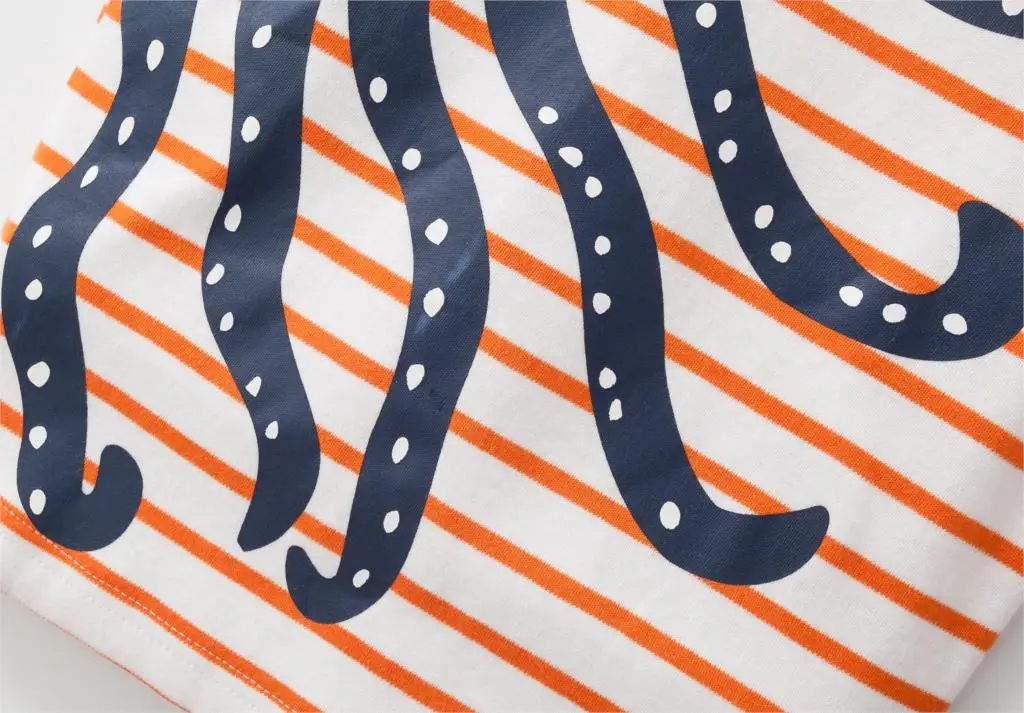 

Little Maven New Autumn Spring Children Clothing Striped Novel Octopus Full- sleeved O-neck Cotton Boys Knitted Casual Tshirt