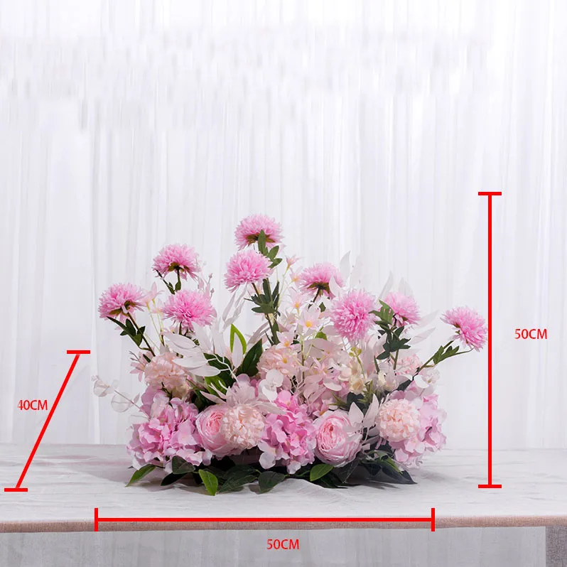 Light pink 50cm 50/100 см Европейский искусственный ряд цветов вечерние свадебная АРКА фон Настенный декор расположение de fleurs de mariage Роза пионы помпон - Цвет: Light pink 50cm
