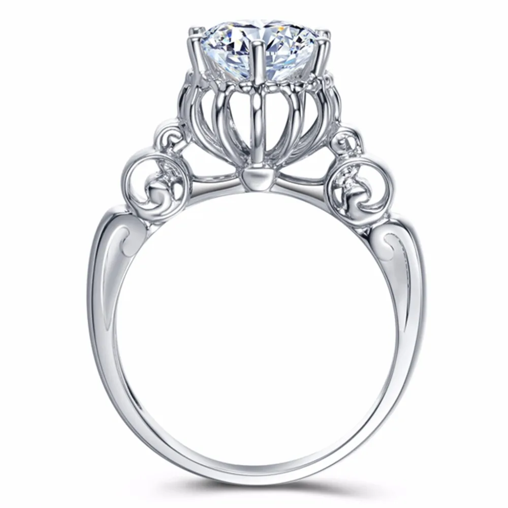 Женское Обручальное Кольцо Moissanite круглое кольцо из белого золота 14 к 6 5 мм с 4