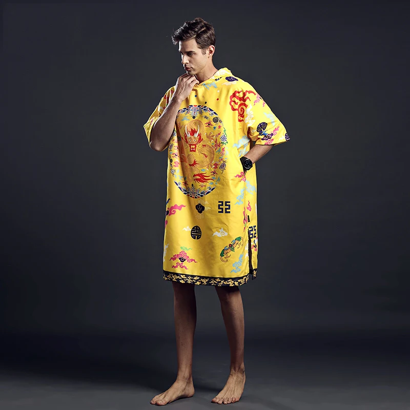 Chinese Dragon Printing Hooded Towel Quick-Dry Outdoor Beach Sport Towel Water absorption Bath Towels Diving Woman Men Bathrobe