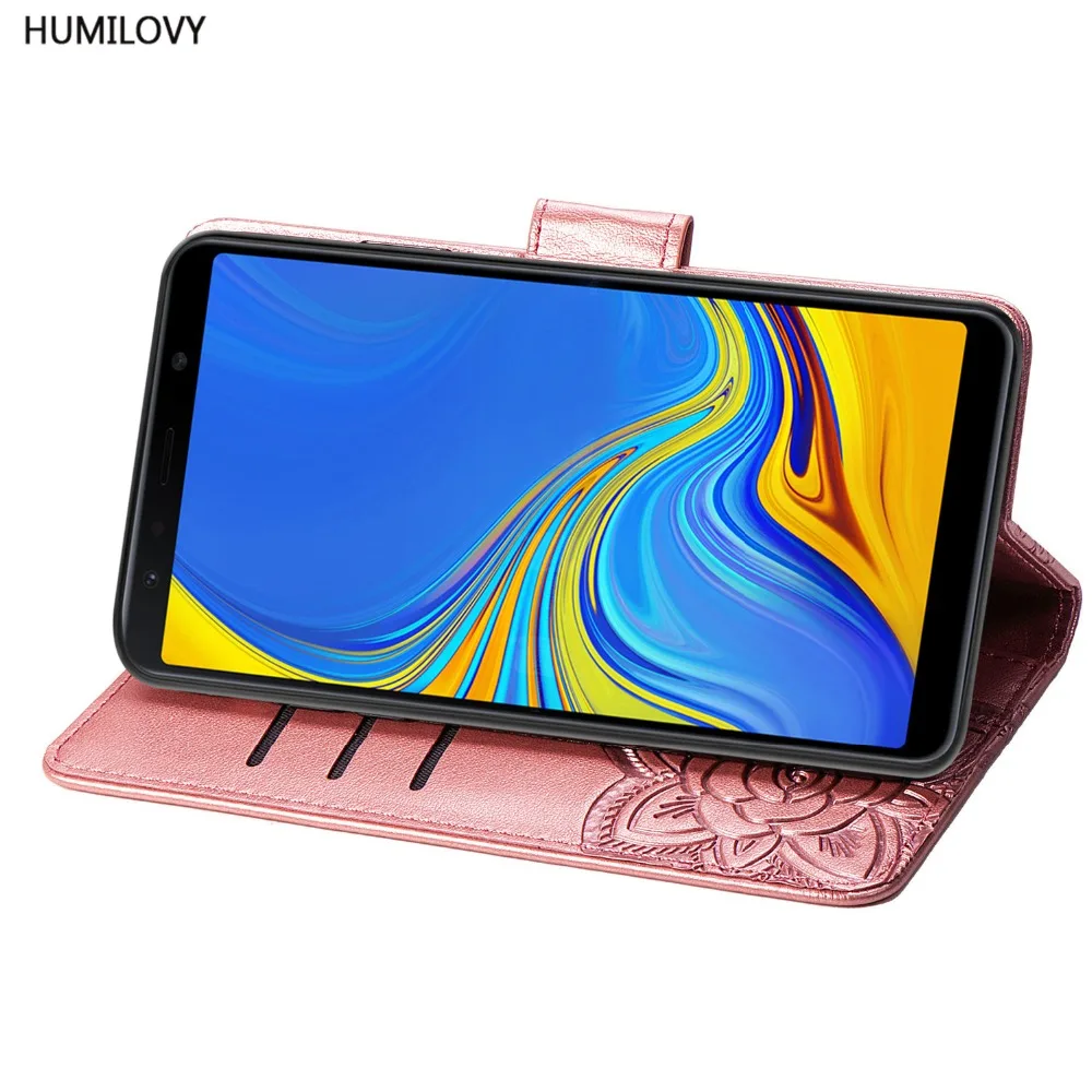 For Samsung Galaxy A7 2018 Case Leather Wallet Flip Cover for Coque A750 | Мобильные телефоны и аксессуары