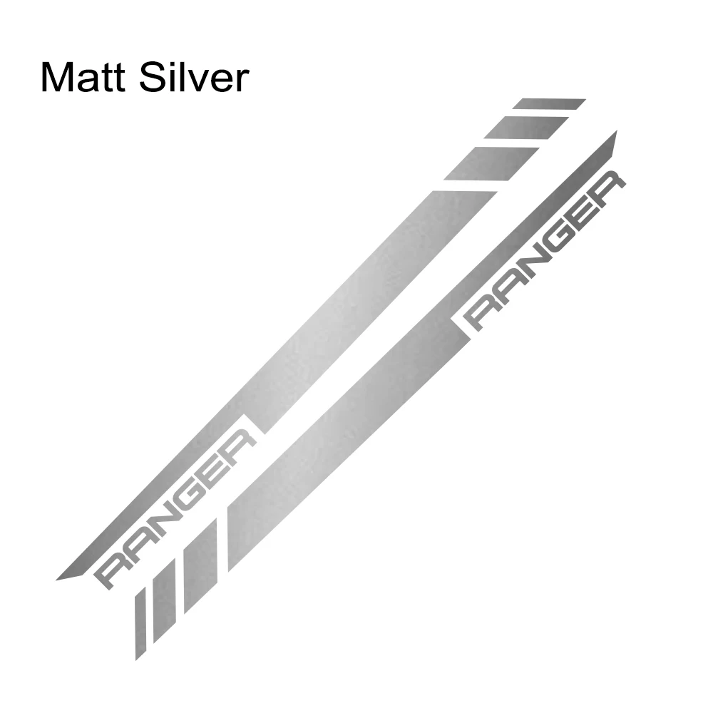 Matt Sliver 2 шт. Автомобильная наклейка в полоску стильный Стайлинг Авто DIY виниловая обертка Наклейки тюнинг автомобильные аксессуары для Ford Ranger Raptor Pickup - Название цвета: Matt Sliver