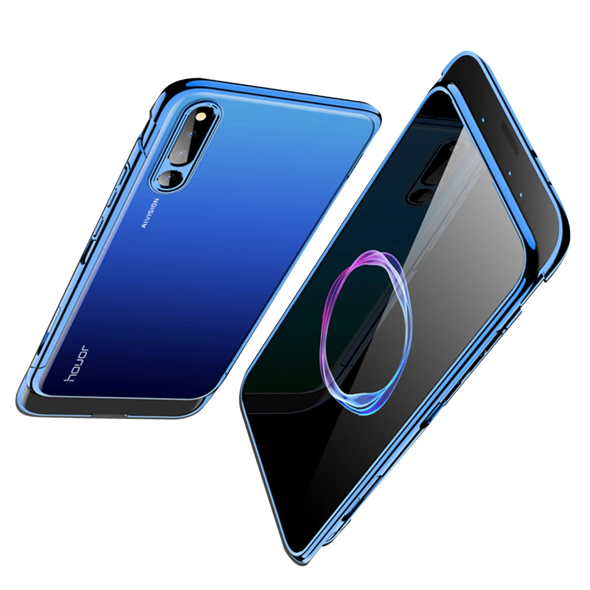 Синий Для Huawei Honor Magic 2 Прозрачный задний Чехол раздвижные закрытия дизайн ПК противоударный жесткий чехол против царапин защитная крышка - Цвет: Синий