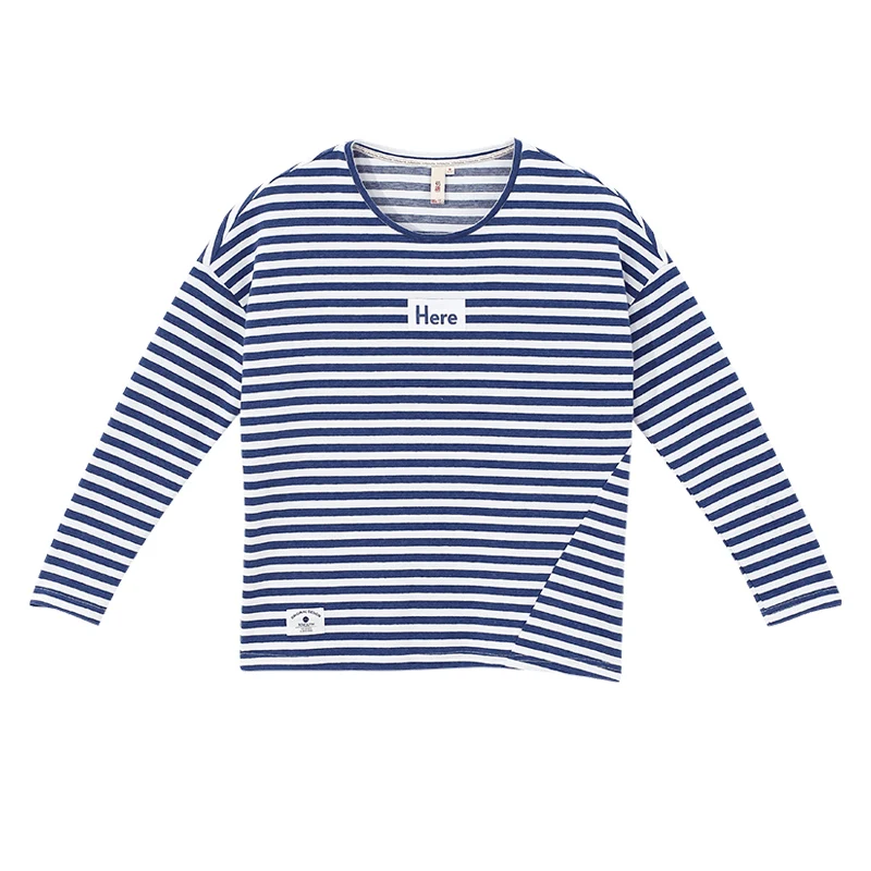 Toyouth Футболка 2017 Весна Женщины Полосой Письмо Печатных Случайные Свободные