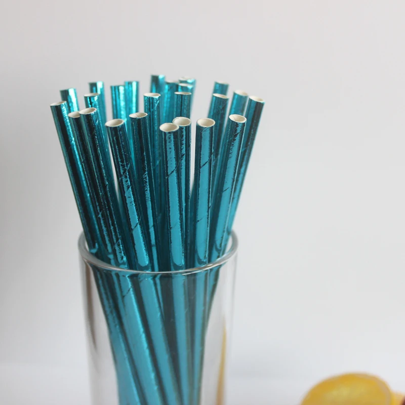 125 шт./лот Декор в виде золотистых металлических бумажные соломинки для питья