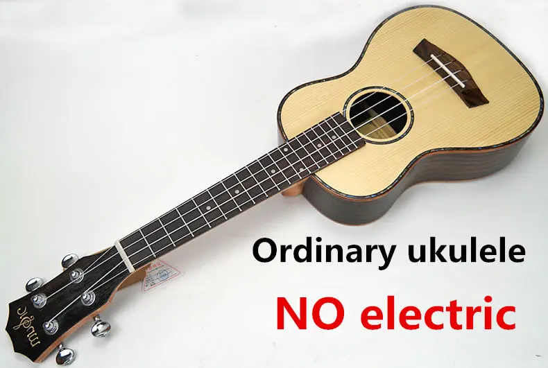 ordinary ukulele Укулеле Твердый Топ 23 26 дюймов концертный тенор Picea Asperata мини гитара акустическая электрическая цветная ракушка 4 струны гитарра - Цвет: ordinary ukulele