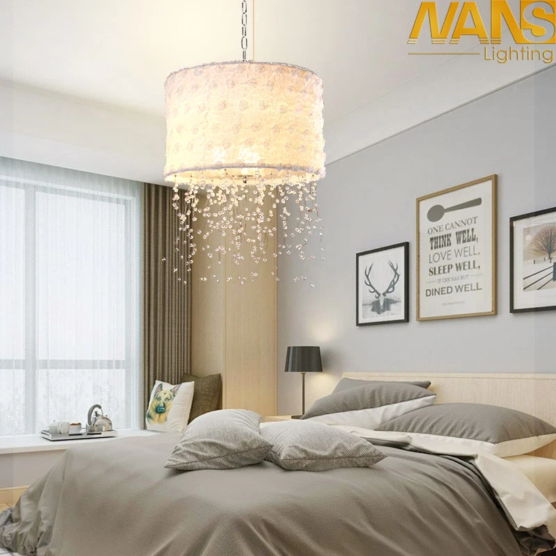 

Светодиодный светильник для столовой, спальни с белым тканевым абажуром, 36 Вт