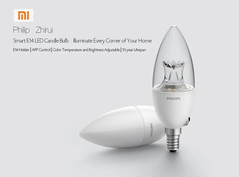 New Original Xiaomi Smart Candle Shape LED Lamp E14 Bulb light 3.5W 0.1A 220-240V 50/60Hz Wifi Remote Control by Mi home App D5