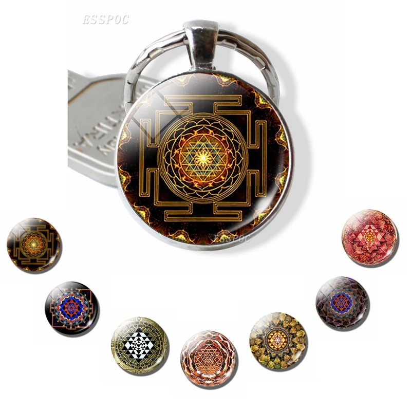 Sri Yantra Мандала брелок буддийские священные геометрические украшения Шри Янтра