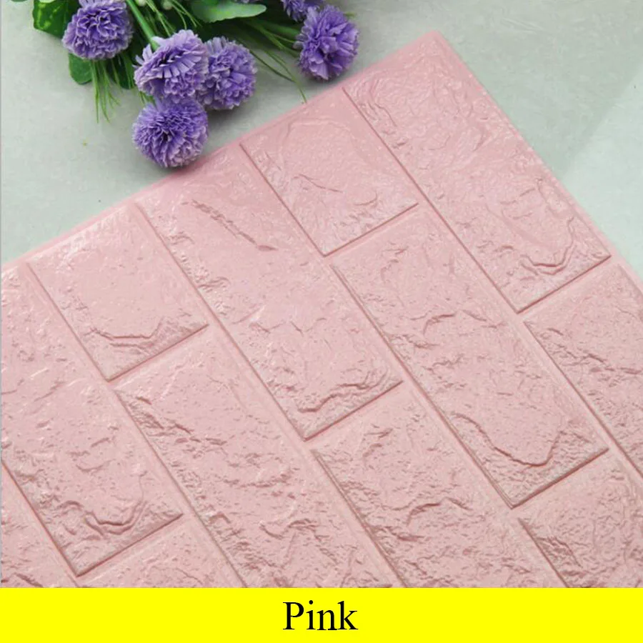 Pink Самоклеющиеся водонепроницаемые ТВ фон кирпичные обои 3D настенные наклейки для гостиной обои настенные декоративные Стикеры для спальни - Цвет: Pink