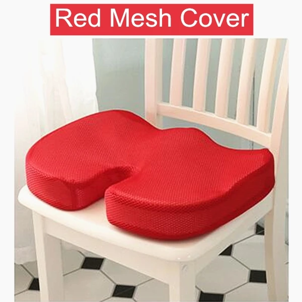 Memory Red Mesh Подушка для стула из пенополиуретана с эффектом памяти, ортопедическая подушка для спины автомобиля, геморроидное сиденье, задняя кость, копчик, защитный коврик, офисный диван - Цвет: Memory Red Mesh