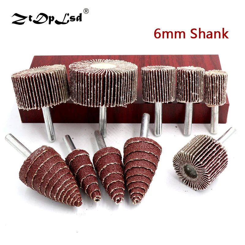 

1Pcs 6mm Shank Grit 80# Sandpaper Grinding Sanding Head Flap Polishing Wheel Discs Mandrel For Rotary Mini Drill Tools