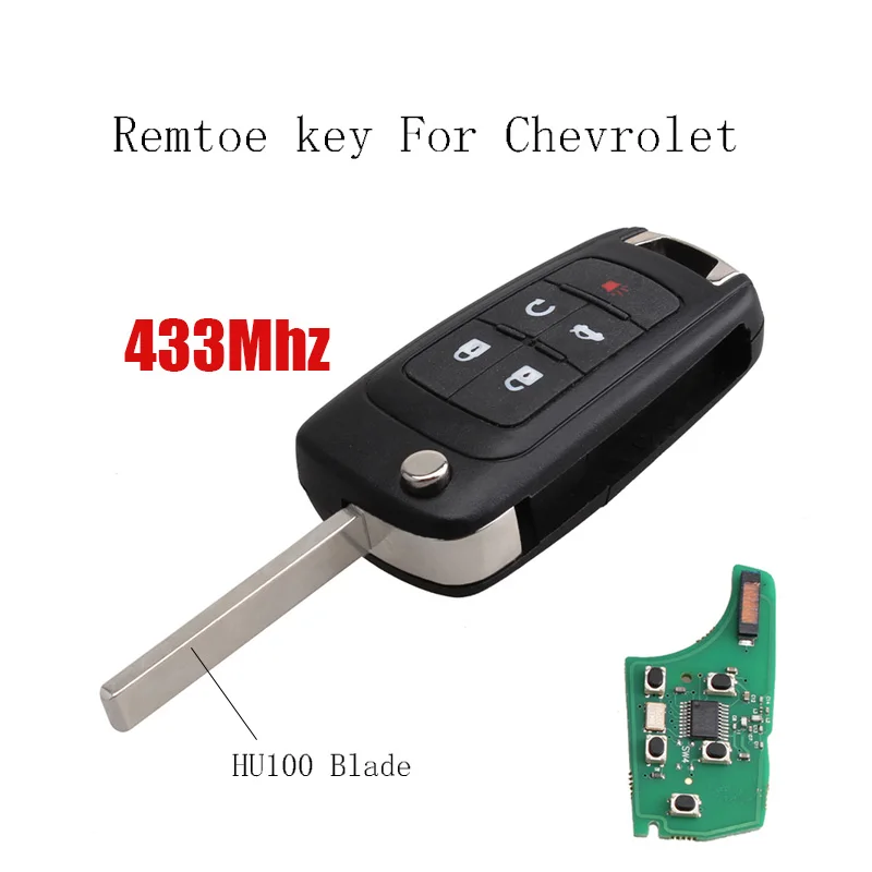 5 кнопок 433 МГц раскладной дистанционный Автомобильный ключ для Chevrolet Cruze 2010 2011 2012