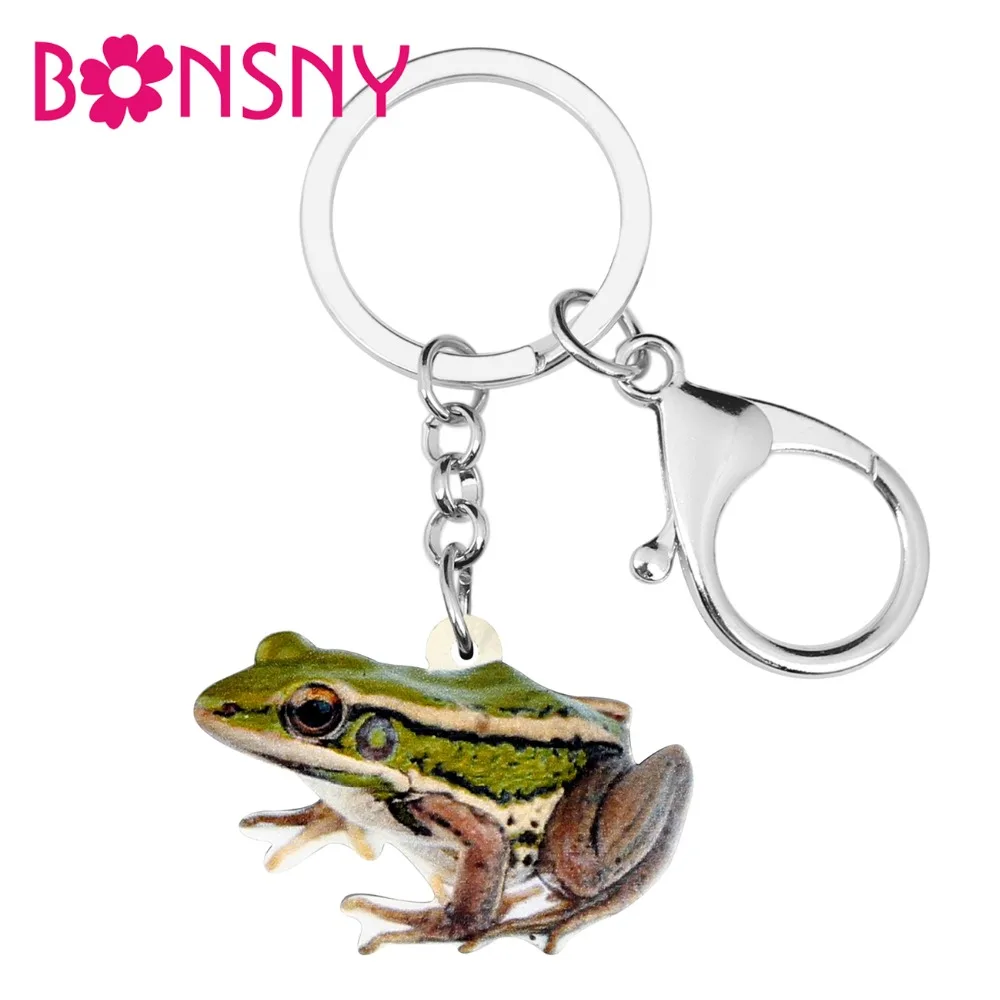 Bonsny эффектные акриловые брелоки с лягушкой кольцо летнее смешное животное