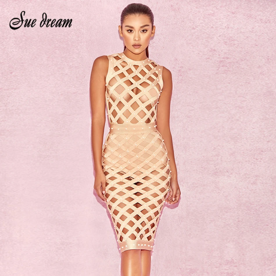 2017 летнее Новое Бандажное платье без рукавов с круглым вырезом сексуальное
