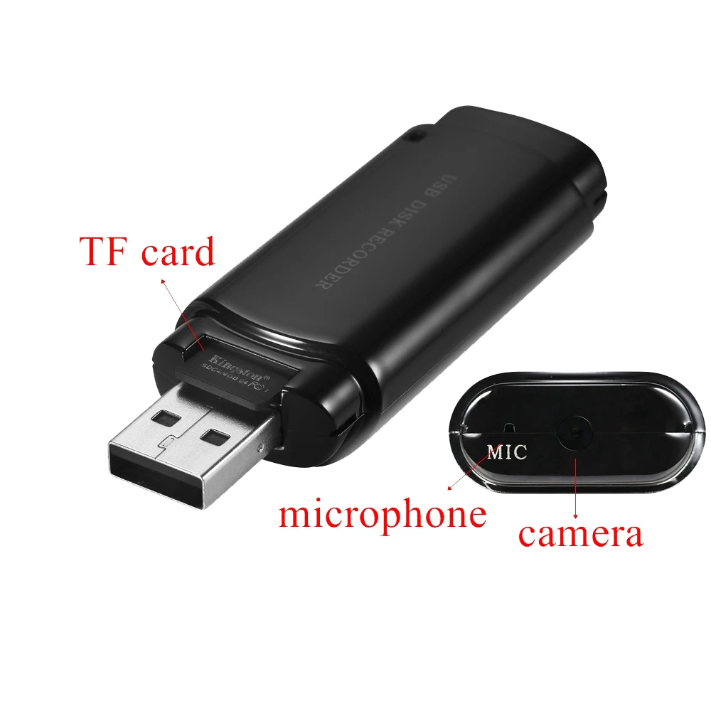 USB диск DVR супер диктофон с камерой аудио и видео запись флэш накопитель черный