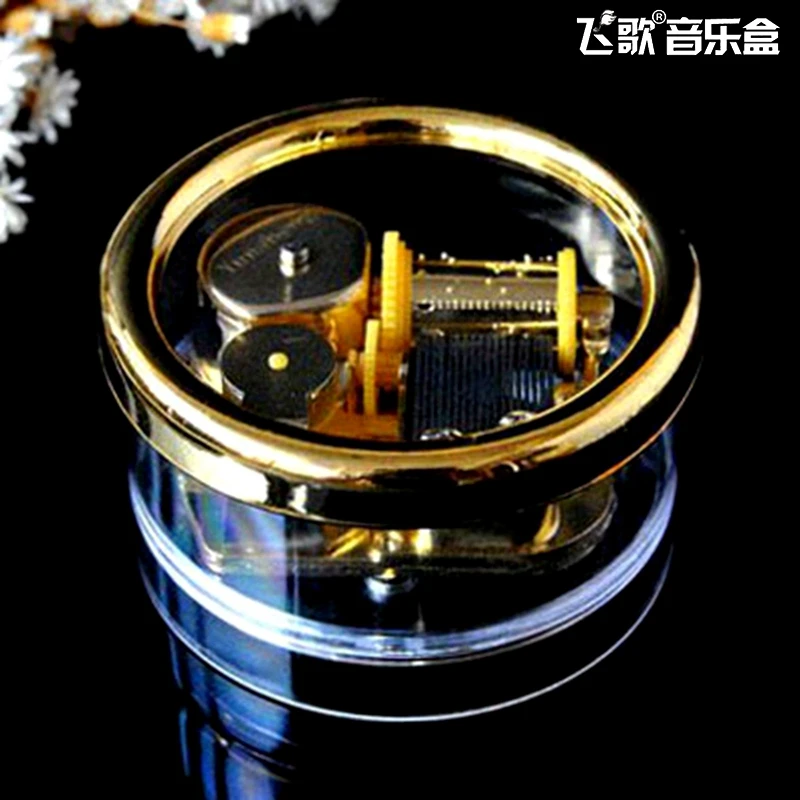 

Transparent Round acrylic Clockwork Music Box DIY Photo Creative Gift