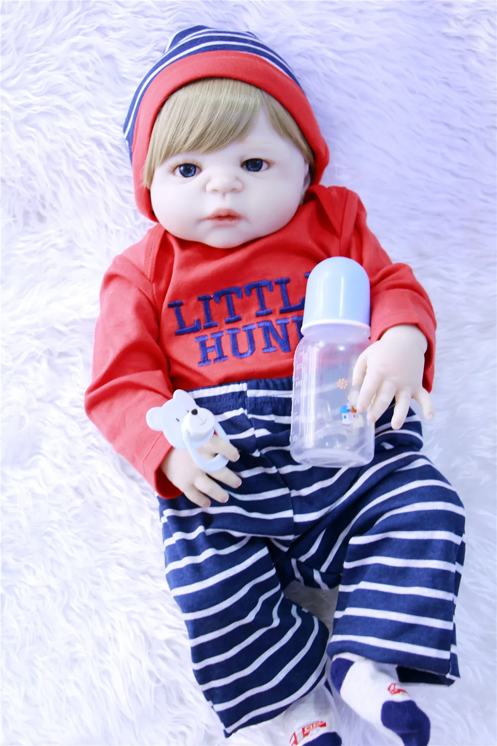 

23inch 57cm Full Silicone Body Vinyl Newborn reborn cute newest dolls bebe Toy Bonecas Waterproof Birthday Gift brinquedos
