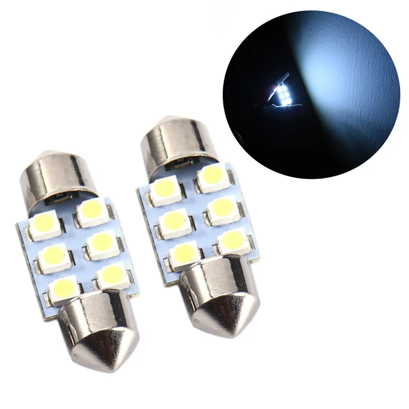 

4pcs 31mm White Festoon 3528 1210 SMD 6 LED C5W Car Led Auto Interior Dome Door Light Lamp Bulb 12V Work Lamp Lighting