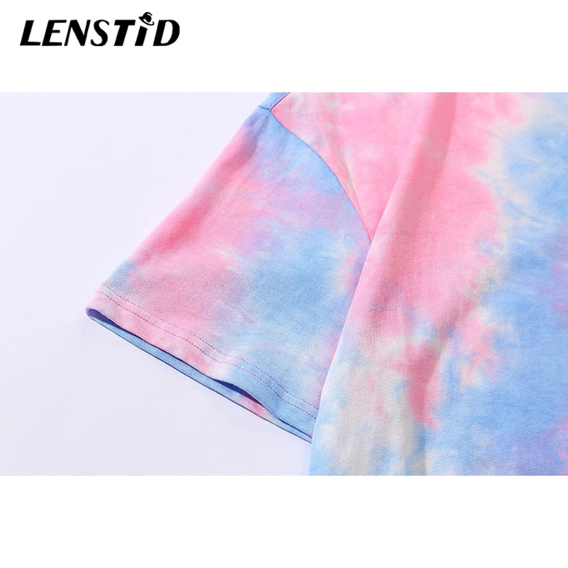 LENSTID 2Pac Тупак Шакур печати Tie Dye футболки хип хоп Повседневное короткий рукав топы