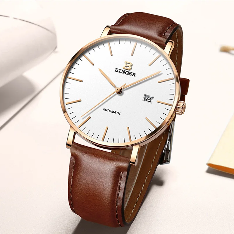 BINGER 2021 New Genuine Automatic Mechanical Watch Simple Men's Watches Fashion Trend Waterproof Top Brand Men | Наручные часы