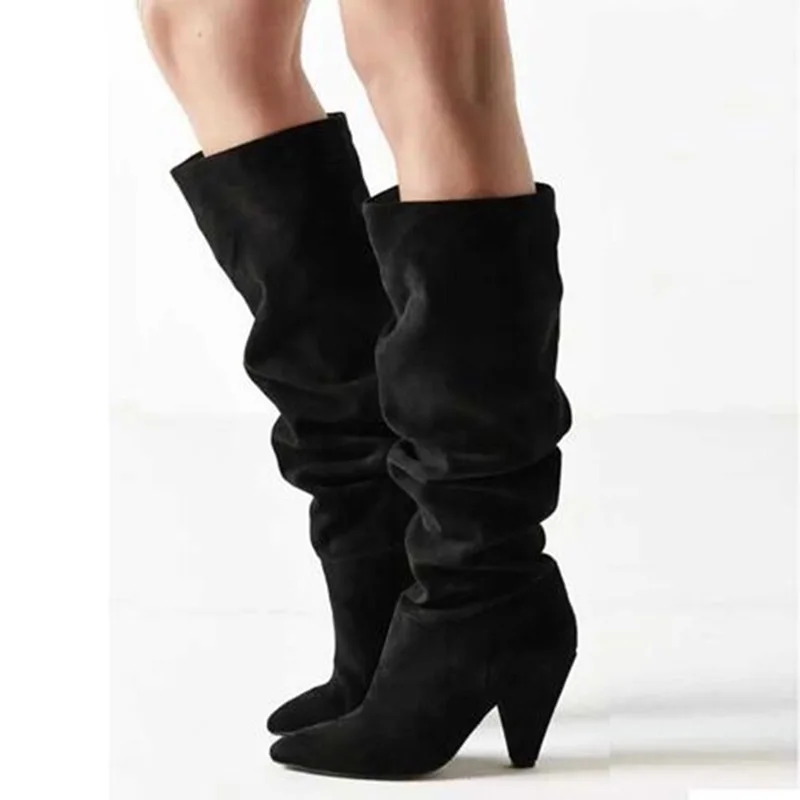 2019 весенние женские высокие сапоги плиссированные сексуальные до бедра из