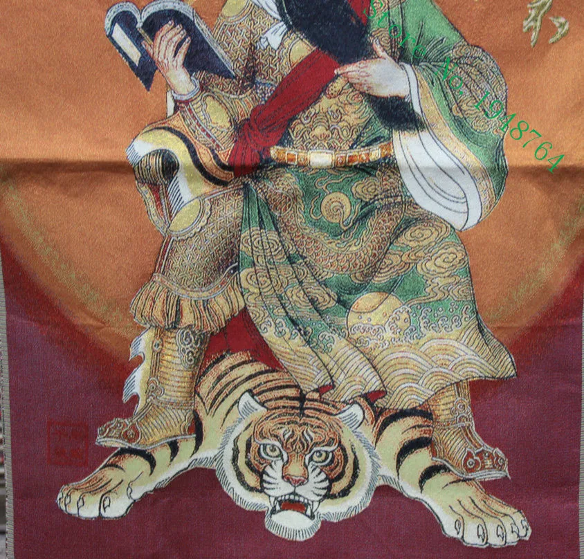 Китайская шелковая вышивка Guan Gong Yu Warrior God Look книга живопись танка росписи|mural|mural