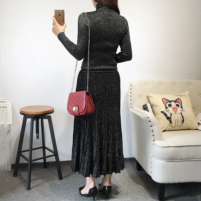 Женские новые трикотажные футболки и юбки костюмы из 2 предметов зимняя