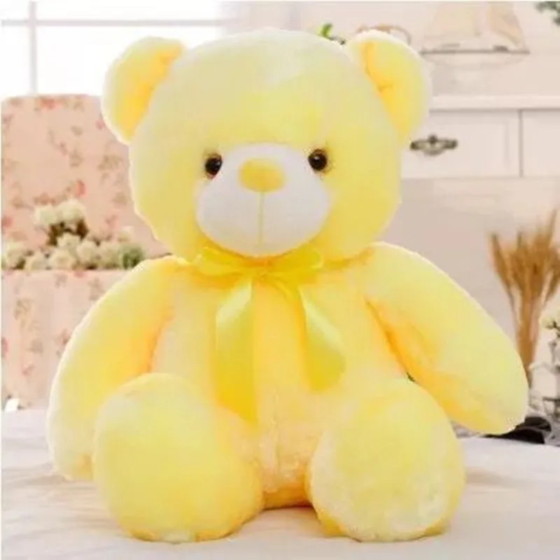 50cm yellow Креативный светодиодный светильник 50 см, плюшевый мишка, плюшевая игрушка, Яркий светящийся Мишка, подарок на день Святого Валентина, детский подарок - Цвет: 50cm yellow