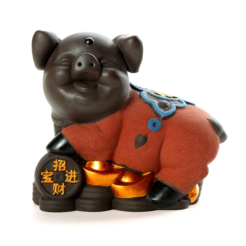 Cute Changeable Pig Boutique Lucky Fortune Tea Pet Tabletop TV Cabinet Yixing Purple Clay Feng Shui Ceramic Car Home Decor | Дом и сад