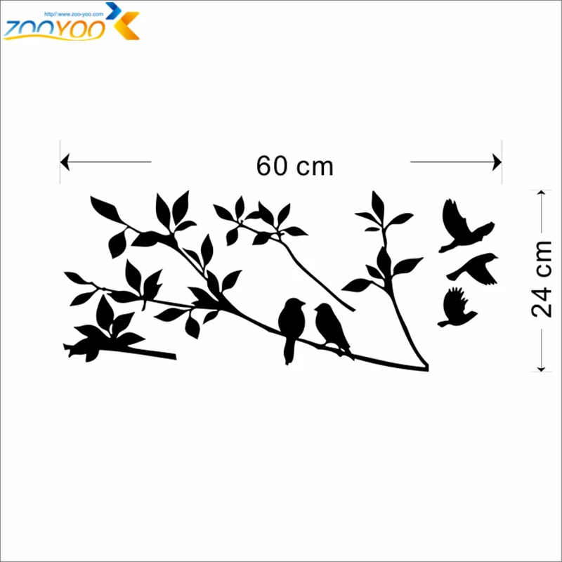 Декоративные наклейки на стену с птицами ветвях и дереве 8171 | Дом сад
