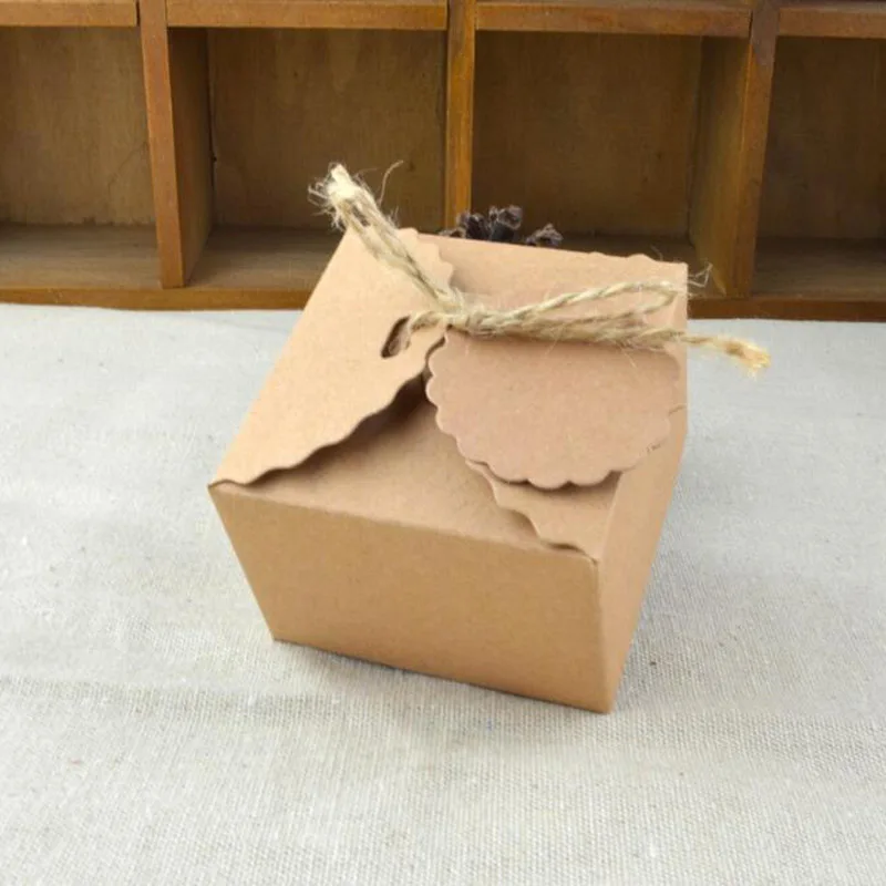 50 шт. натуральная коричневая крафт-бумага сделай сам Свадебная коробка конфет с