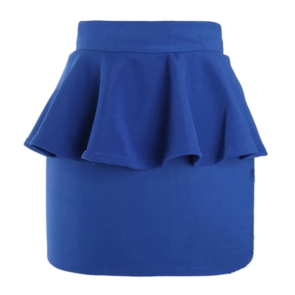 2018 ETOSELL 1 Piece Women Girl High Waisted Peplum Frill Pencil Skirt Stretch Body con Black White Blue Mini Sexy | Женская одежда