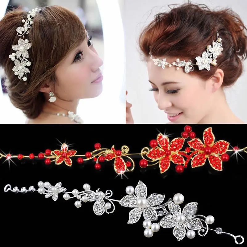 

Faux Pearl Flower Crystal Rhinestone Prom Party Bridal Headband Hair Band Tiara