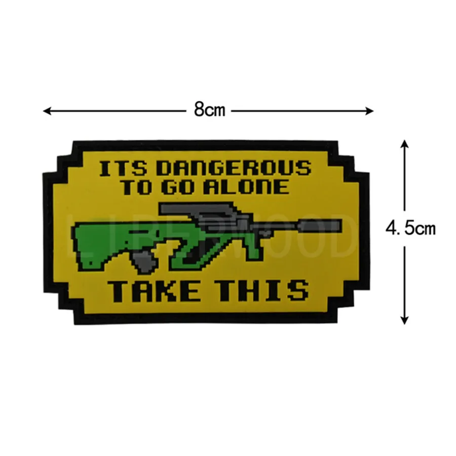 AUG Ретро видео игра Dangerous Go Alone Take оружие пистолет ракетная винтовка Калашников AK47 Боевой Дух Тактическая спецназ нашивка, значок, аппликация - Цвет: AUG