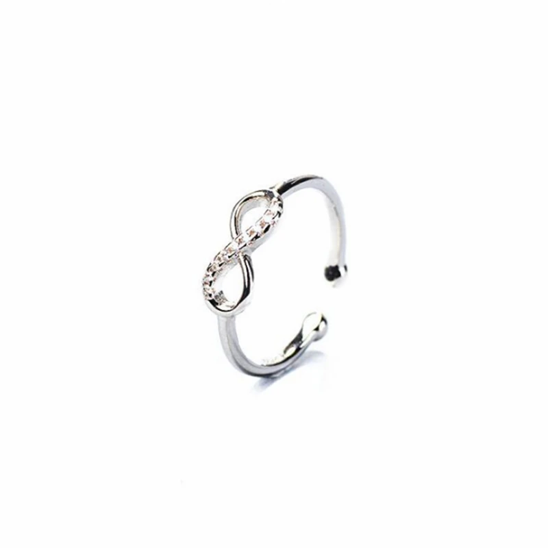

HEYLUOKE New Fashion Exquisite Jewelry Creative Love Beautiful 8 Shaped Temperament Crystal Opening Rings