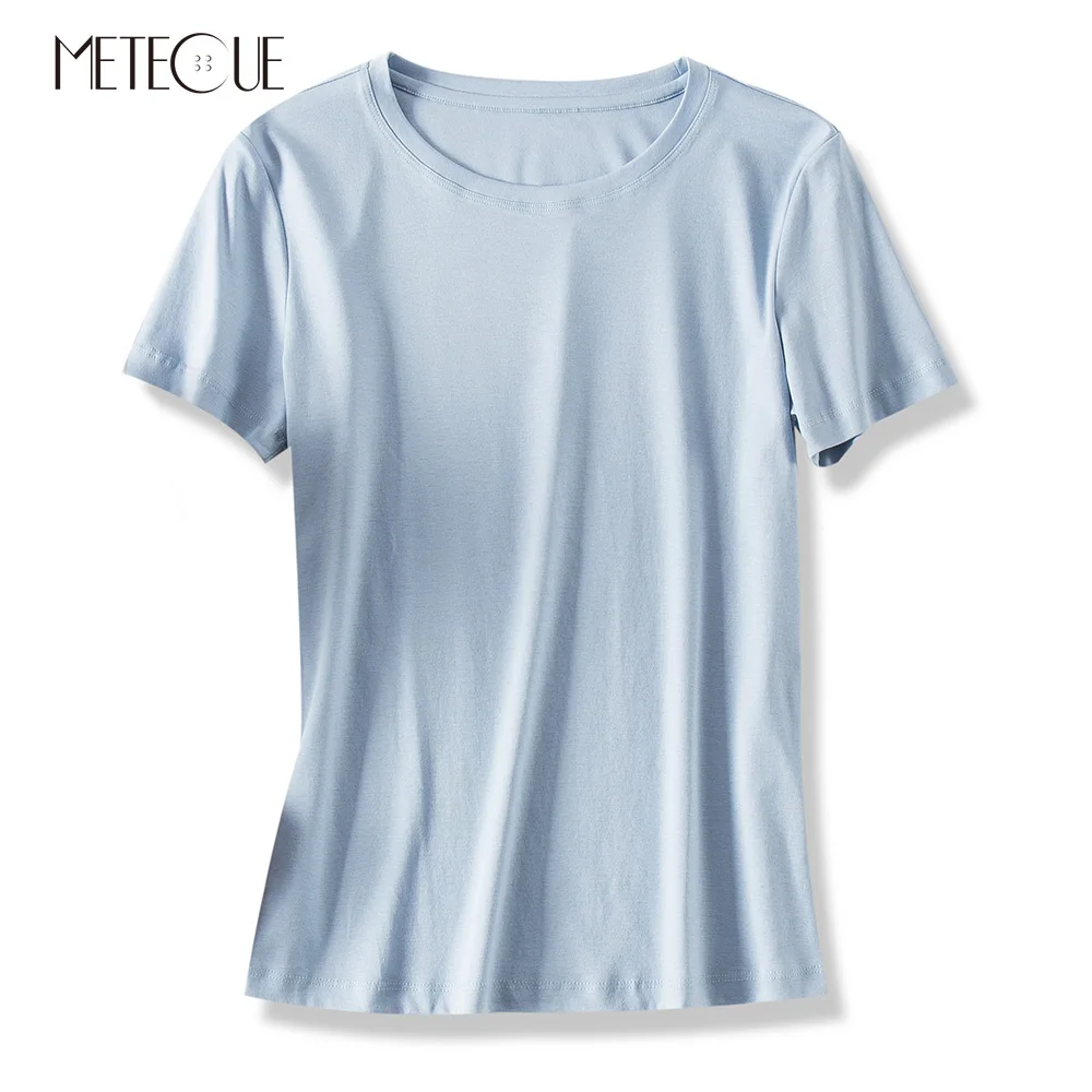 Футболка женская Повседневная 100% двухсторонняя Базовая рубашка из