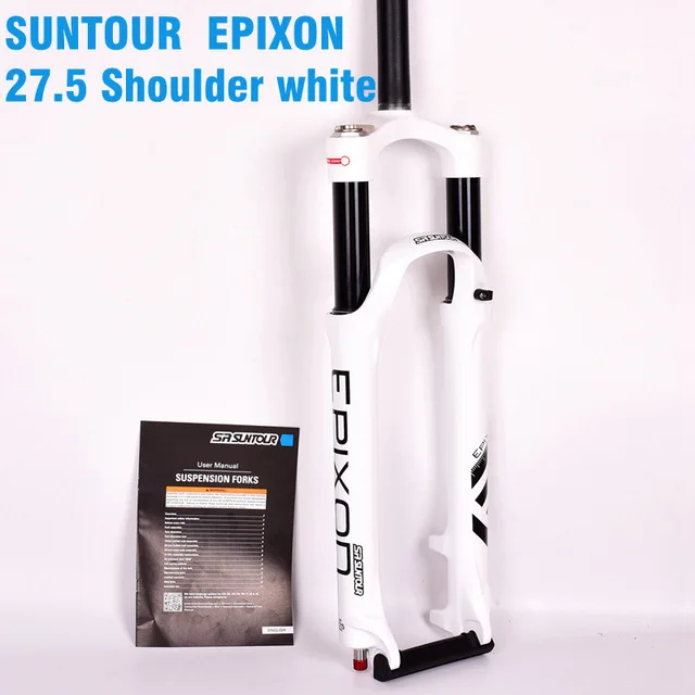 27.5 shoulder white SR SUNTOUR Велосипедная вилка EPIXON 26/27. 5/29er 100 мм горная MTB Велосипедная вилка амортизирующая передняя вилка дистанционная подвесная вилка - Цвет: 27.5 shoulder white