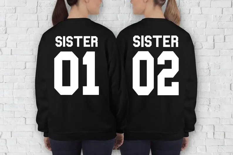 Свитшот Sugarbaby Sister 01 02 для лучшего друга лучший друг подарок модный джемпер с