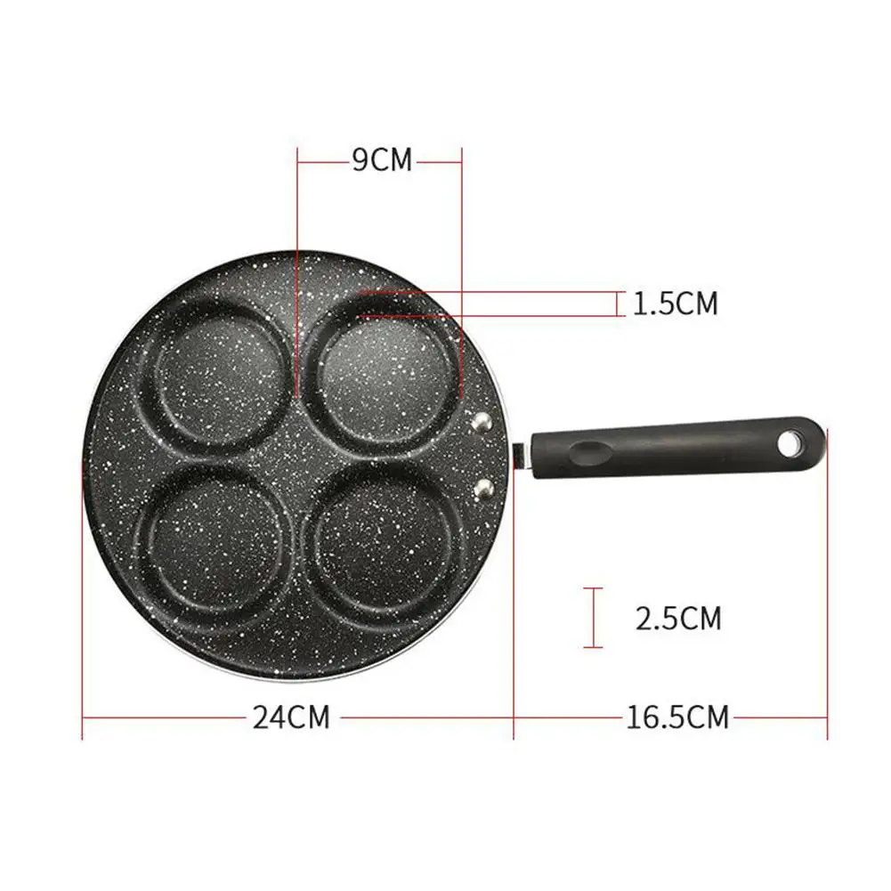 Yfashion Meifan Stone Egg Hamburg Non-stick Dumpling Frying Pan Mould Three-hole Dumpling-Black |