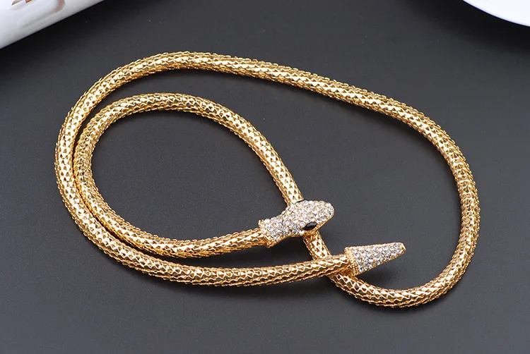 Высокое качество Кристалл Золотой Серебряный цвет Змеиный пояс для женщин колье