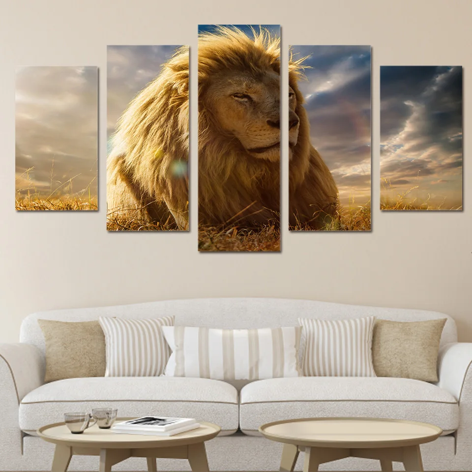 HD с 5 шт. wall art Холст животных Король Лев живопись home decor печати плаката картина