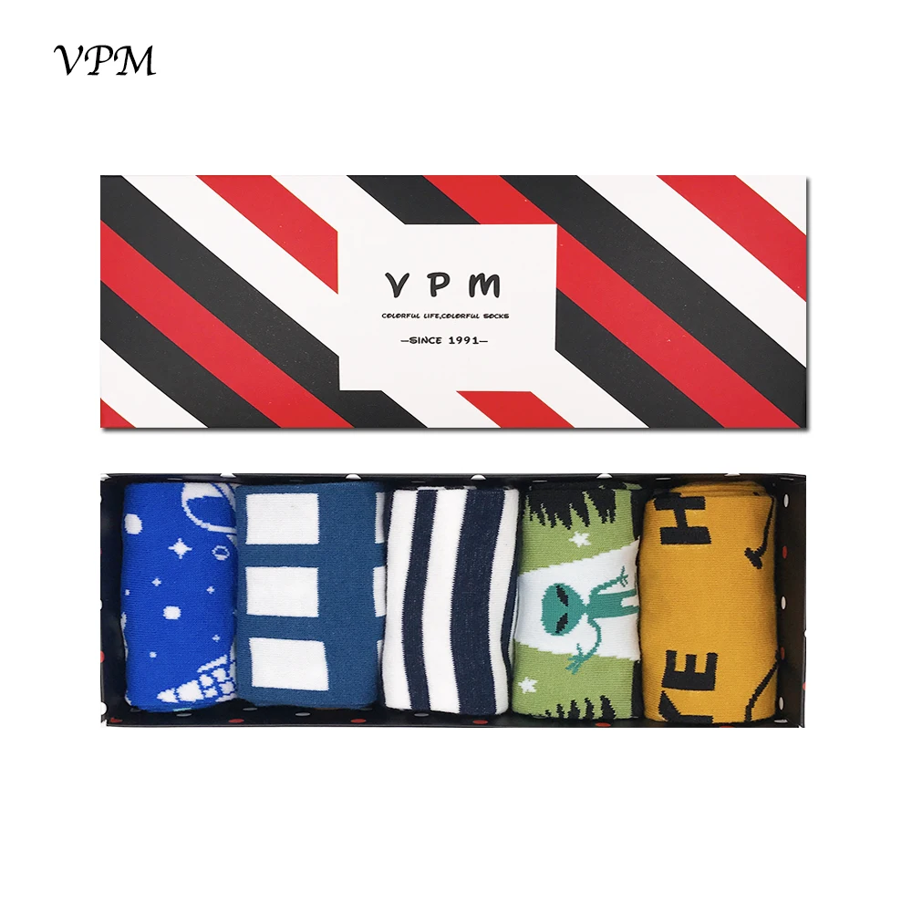 805 box VPM, Подарочная коробка, зима-осень, теплые женские носки, цветные, с рисунком милых животных, собак, кошек, лисичек, милые забавные носки(5 пар/лот - Цвет: 805 box