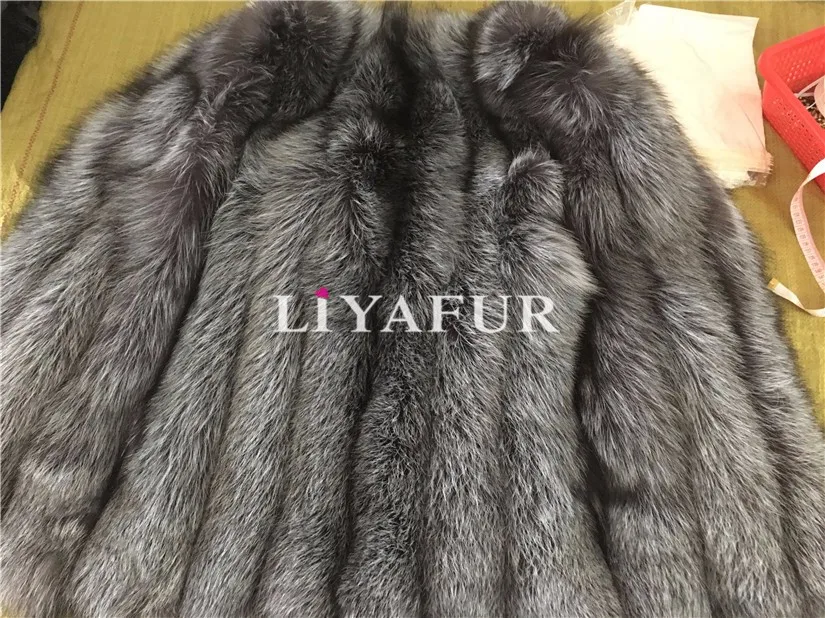 LIYAFUR Для женщин натуральная полным ходом натурального Меха чернобурки длинные модное платье без рукавов жилет для Для женщин