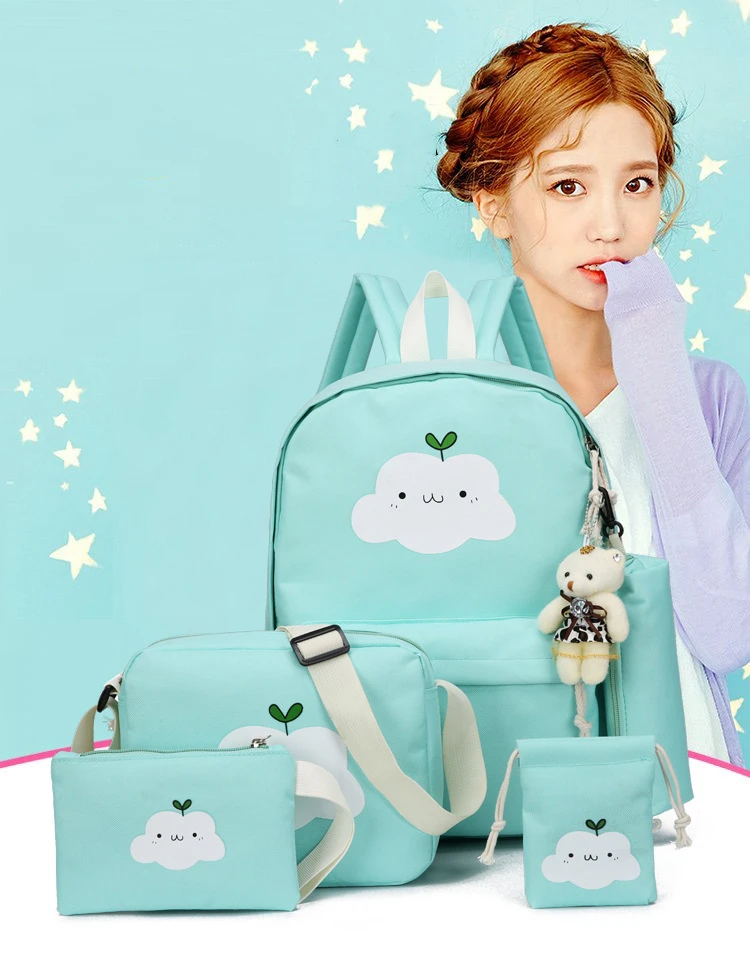 Women canvas backpacks 5pcs/Set school backpack for teenagers fashion female backpack Rucksack school bags women