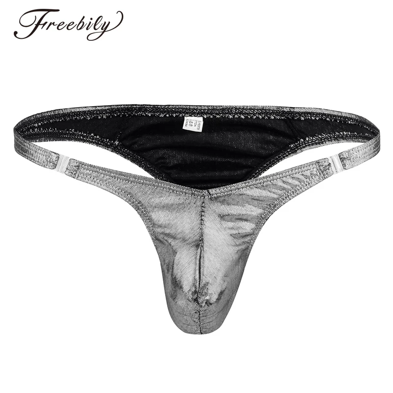 Мужское эротическое нижнее белье блестящие трусики стринги с низкой посадкой и