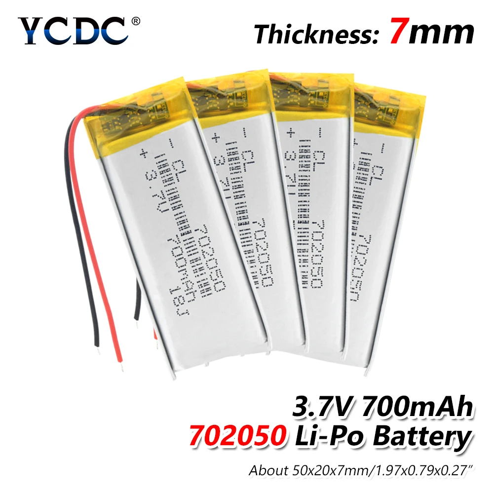 1/2/4 3,7 в литий-ионная полимерная литиевая Батарея 3,7 V 702050 700mah литий-полимерный аккумулятор батареи для MP3 MP4 MP5 gps Мощность банк Камера Динамик