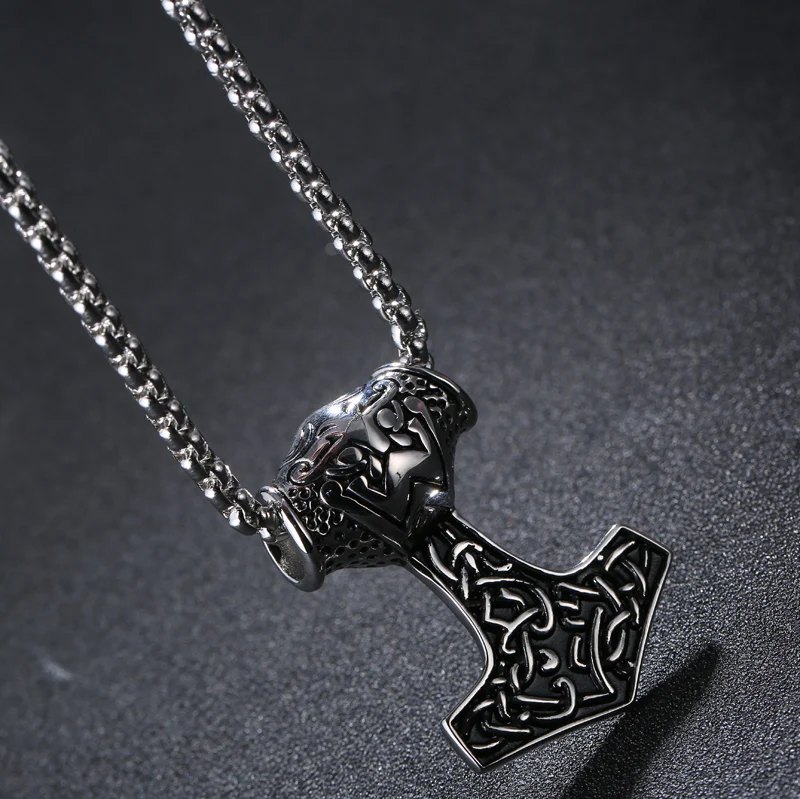 Ожерелье из нержавеющей стали для мужчин огромный Молот Тора Mjolnir амулет Викинга