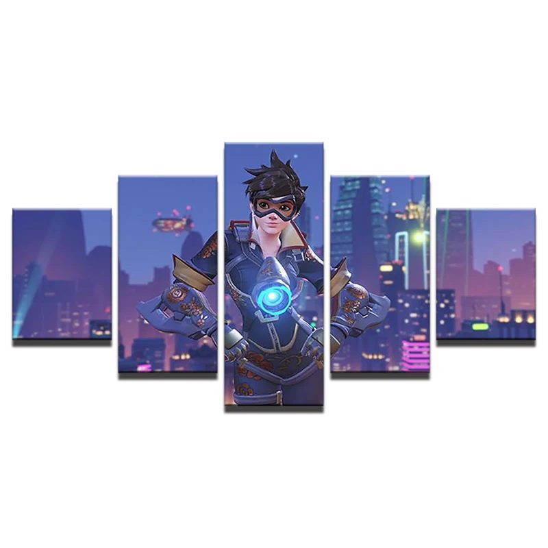 Игры постер из плотной ткани с принтом 5 Панель Overwatch Tracer настенная живопись
