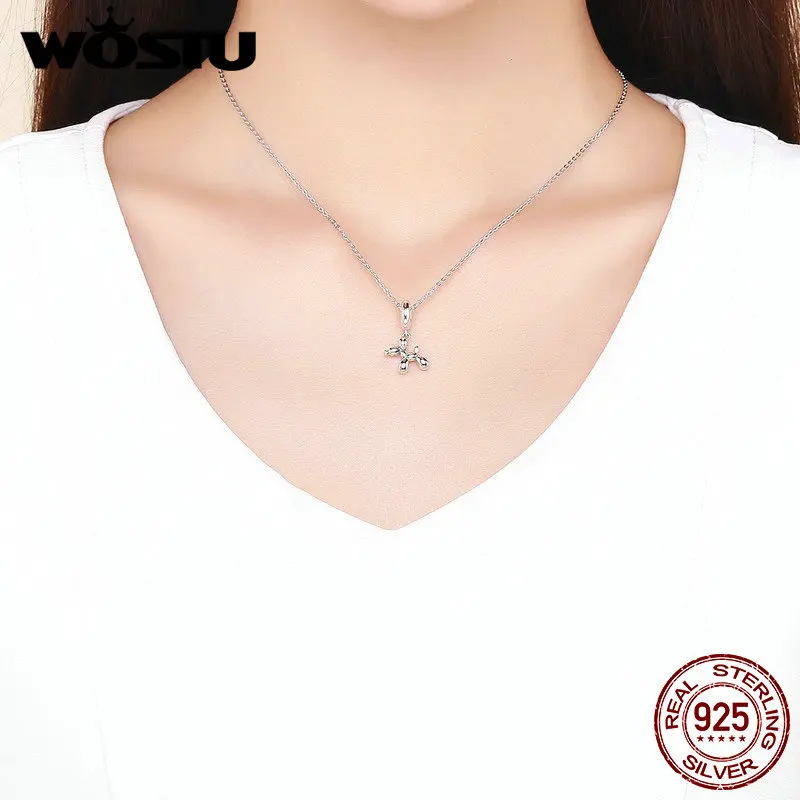 

WOSTU 2019 Lovely Design 925 Sterling Balloon Dog Dangles Charms Fit Bracelet & Necklace Pendant Original Fashion Jewelry CQC981